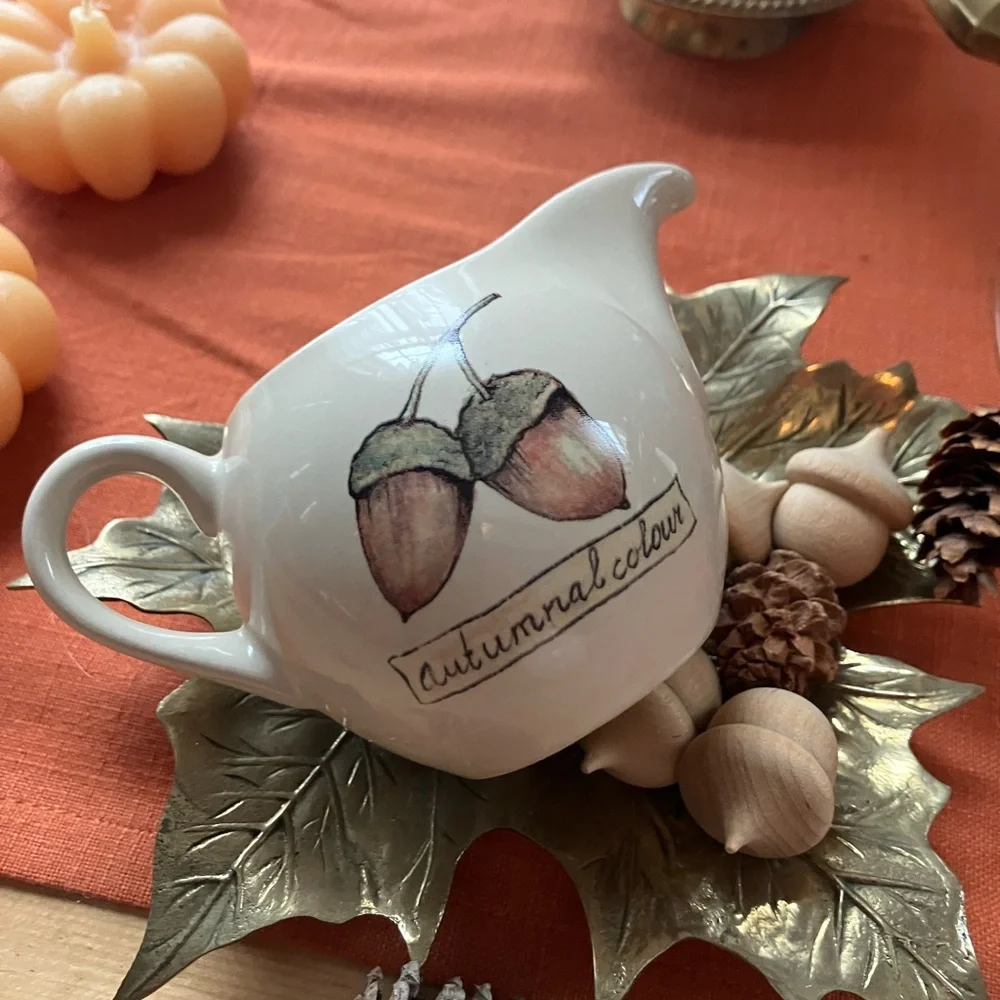 THE ORIGINAL WORLD OF JET Sugar and Creamer AUTUMN ACORNS LEAF